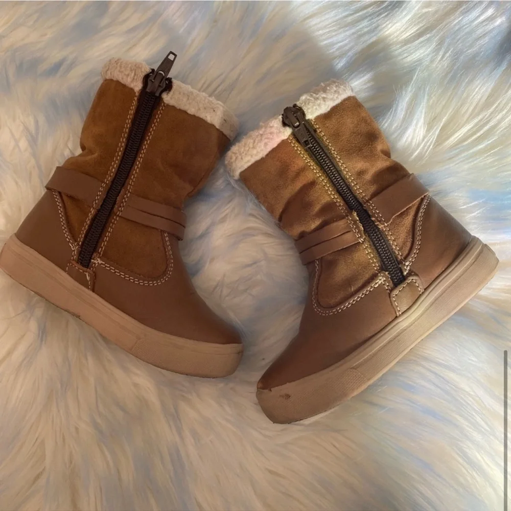 Andrea Side Zipper Toddler Brown High Boots